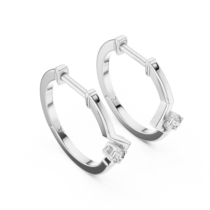 baguette diamond geometric huggie hoop earrings