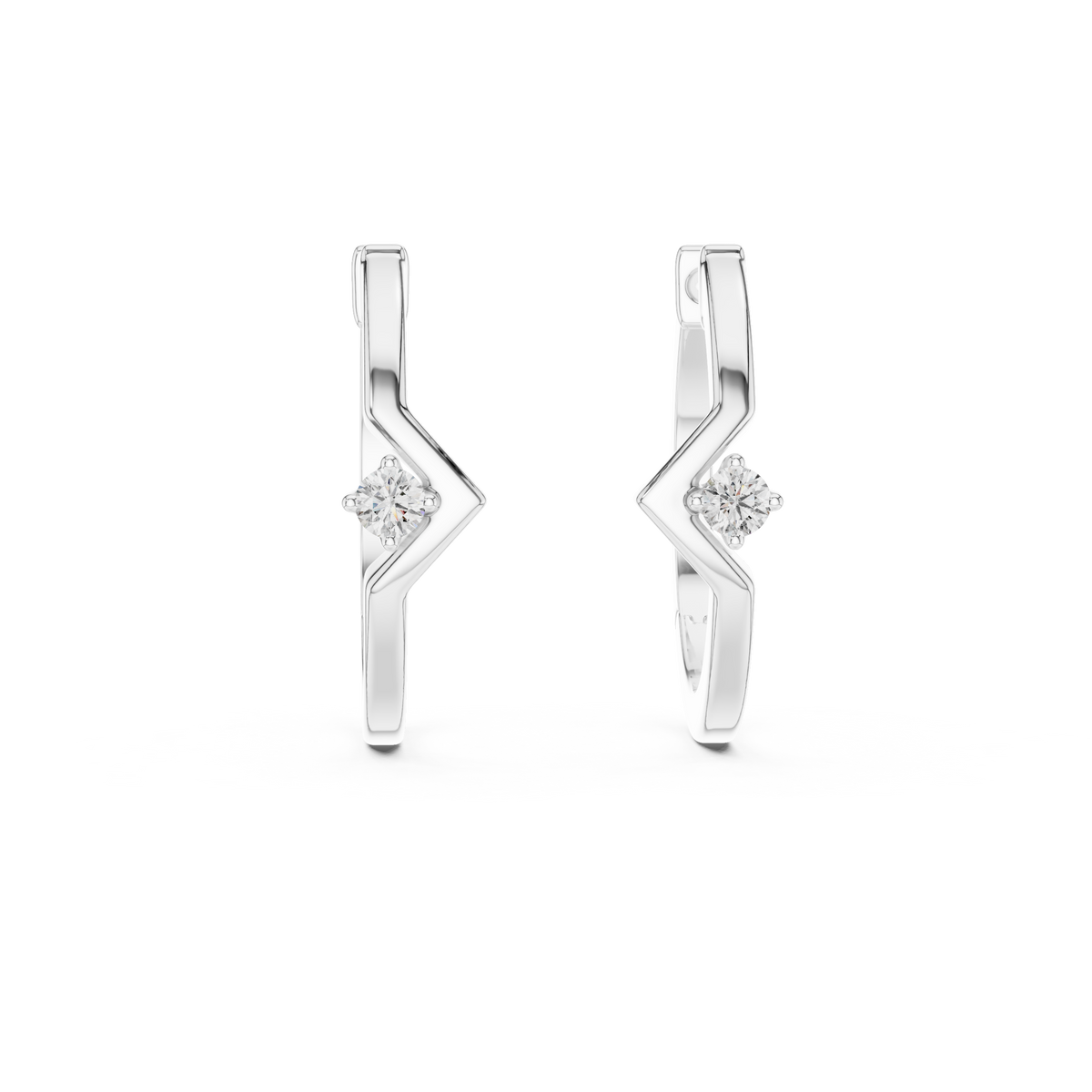 baguette diamond geometric huggie hoop earrings