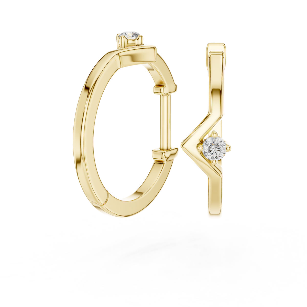 baguette diamond geometric huggie hoop earrings
