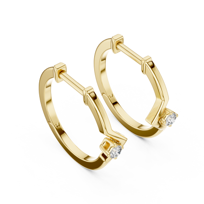 baguette diamond geometric huggie hoop earrings