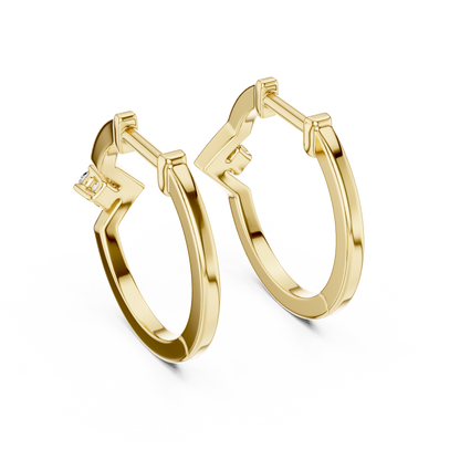 baguette diamond geometric huggie hoop earrings