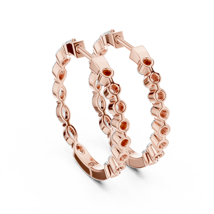 marquise-cut diamond inside-out hoop earrings step-tapered marquise diamonds aligned tip-to-tip