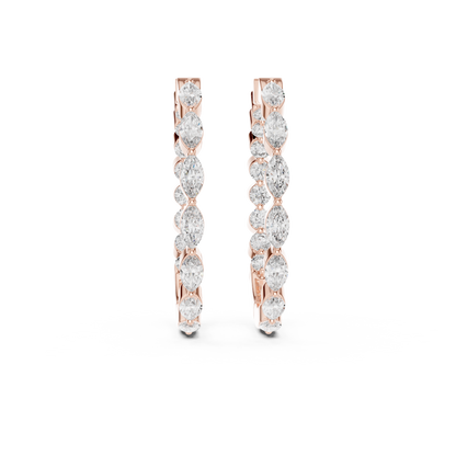 marquise-cut diamond inside-out hoop earrings step-tapered marquise diamonds aligned tip-to-tip