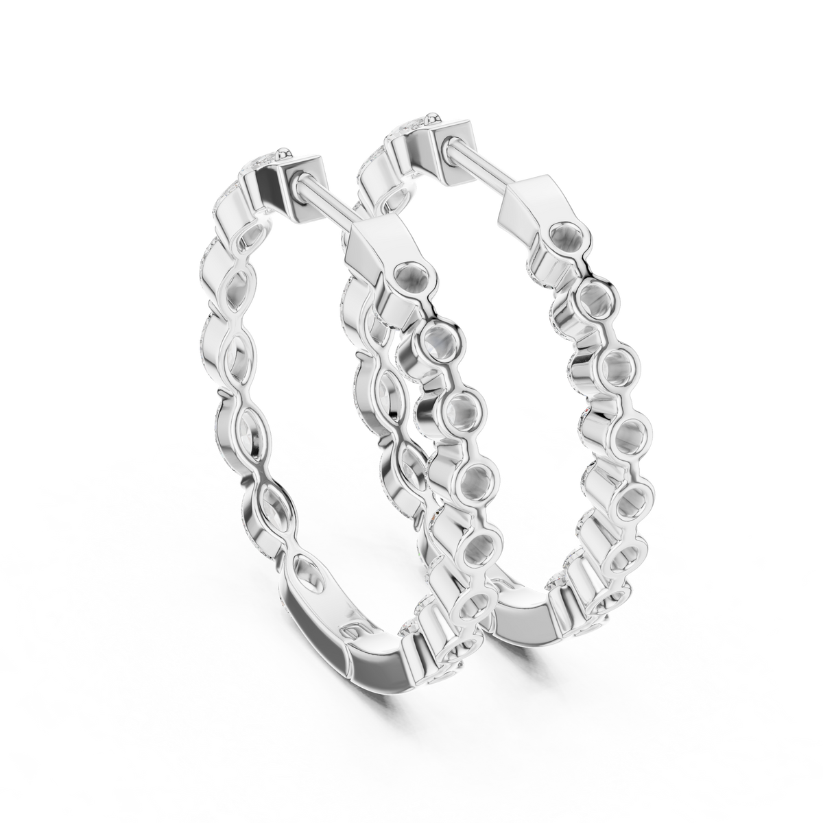 marquise-cut diamond inside-out hoop earrings step-tapered marquise diamonds aligned tip-to-tip