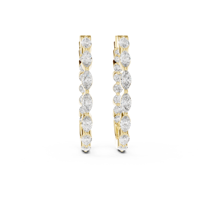 marquise-cut diamond inside-out hoop earrings step-tapered marquise diamonds aligned tip-to-tip