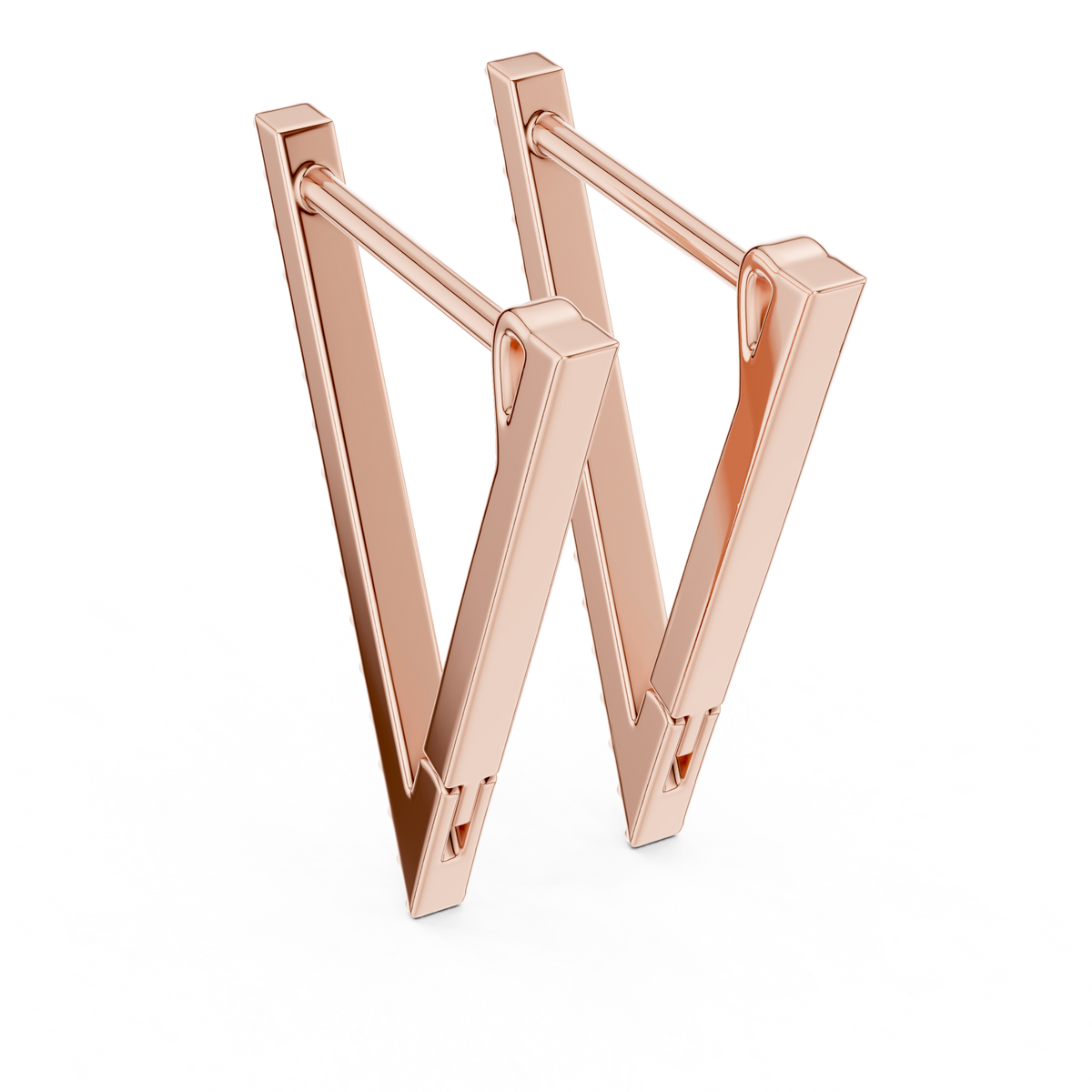 triangle geometric diamond pavé hoop earrings a sharp right-angled triangle profile with a single-row line of micro-pavé set round brilliant-cut diamonds