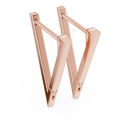 triangle geometric diamond pavé hoop earrings a sharp right-angled triangle profile with a single-row line of micro-pavé set round brilliant-cut diamonds