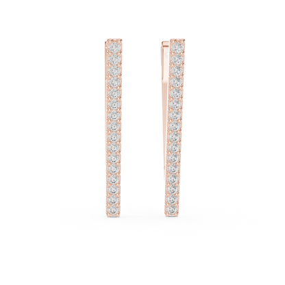 triangle geometric diamond pavé hoop earrings a sharp right-angled triangle profile with a single-row line of micro-pavé set round brilliant-cut diamonds