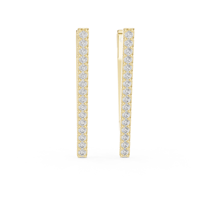 triangle geometric diamond pavé hoop earrings a sharp right-angled triangle profile with a single-row line of micro-pavé set round brilliant-cut diamonds