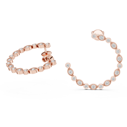 alternating round and marquise bezel-set diamond earrings