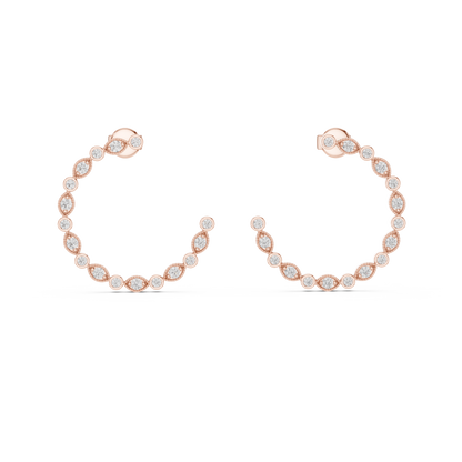 alternating round and marquise bezel-set diamond earrings