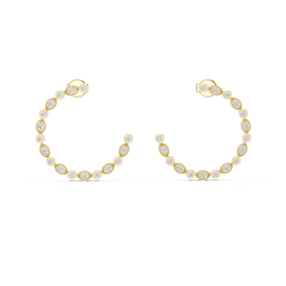 alternating round and marquise bezel-set diamond earrings