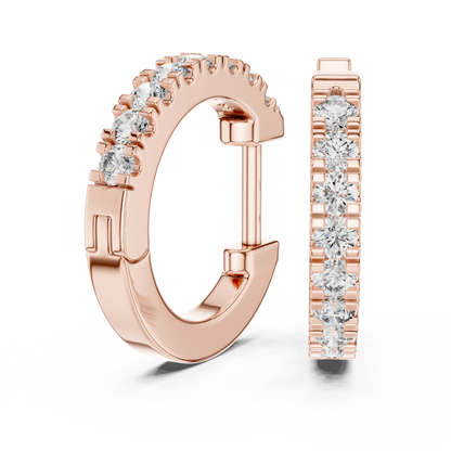 channel-set diamond huggie hoop earrings