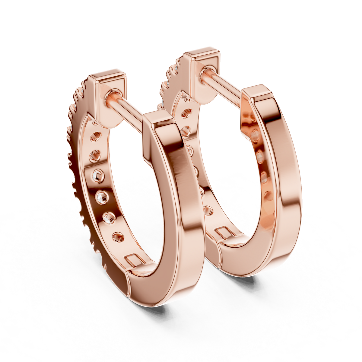 channel-set diamond huggie hoop earrings