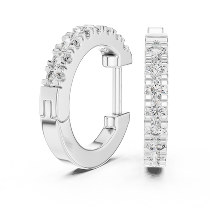 channel-set diamond huggie hoop earrings
