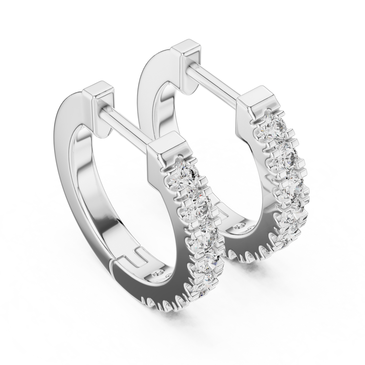 channel-set diamond huggie hoop earrings
