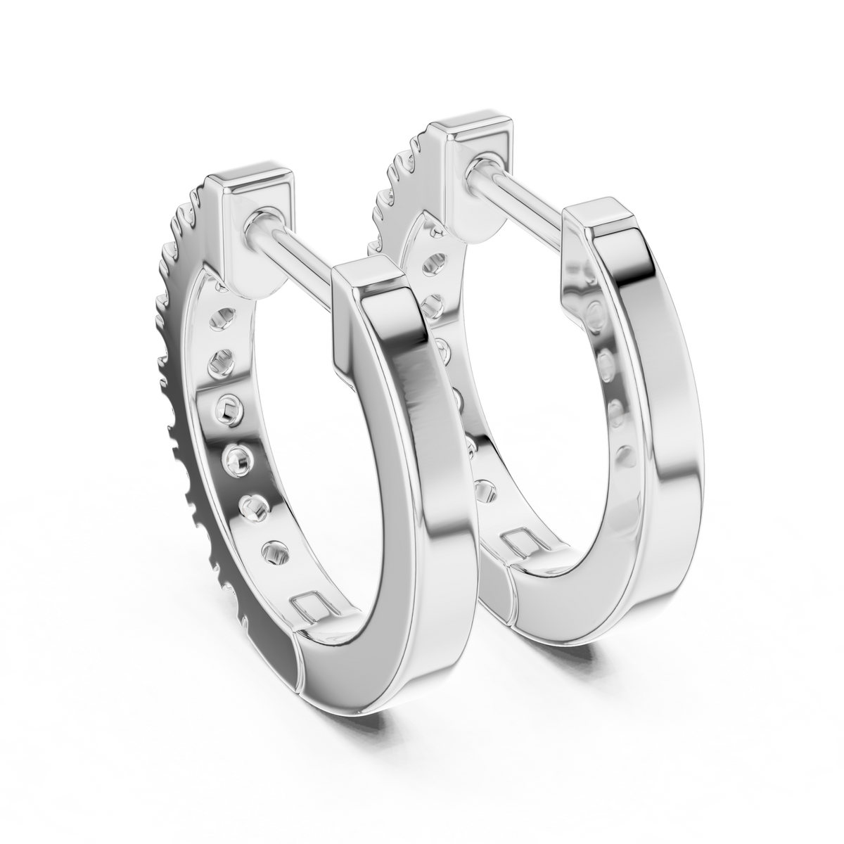 channel-set diamond huggie hoop earrings