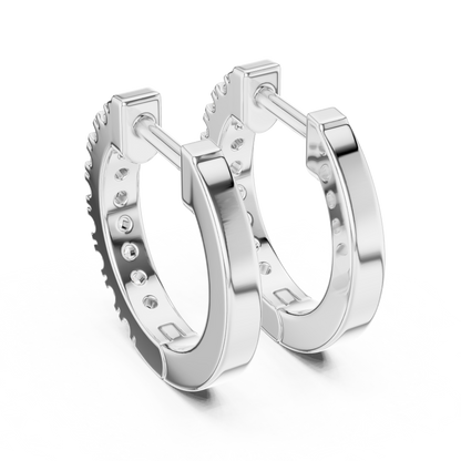 channel-set diamond huggie hoop earrings