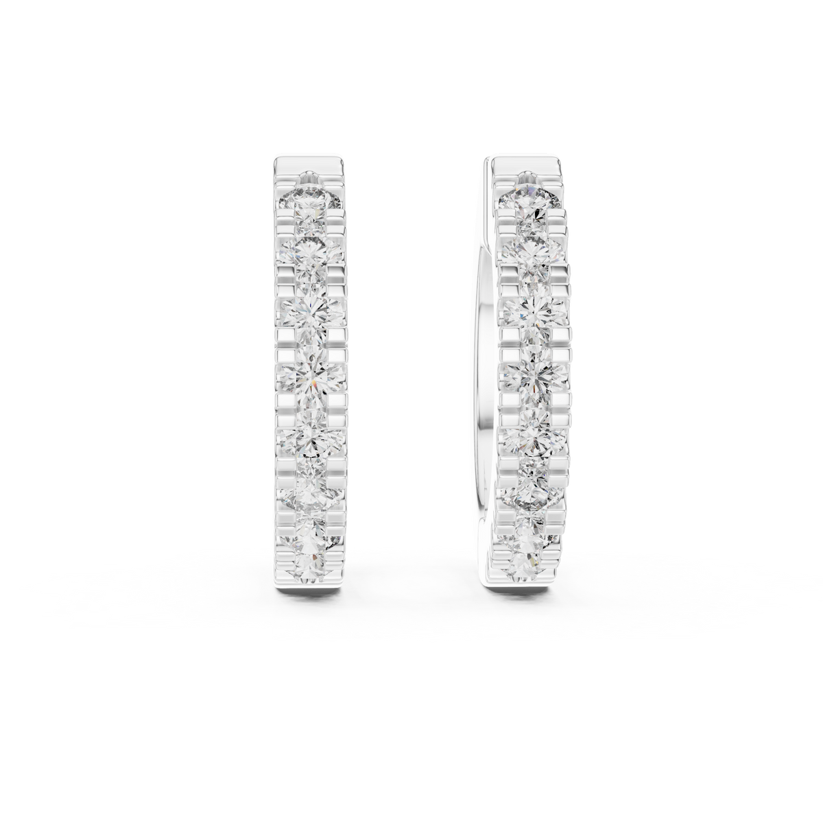 channel-set diamond huggie hoop earrings
