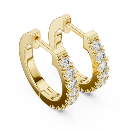 channel-set diamond huggie hoop earrings