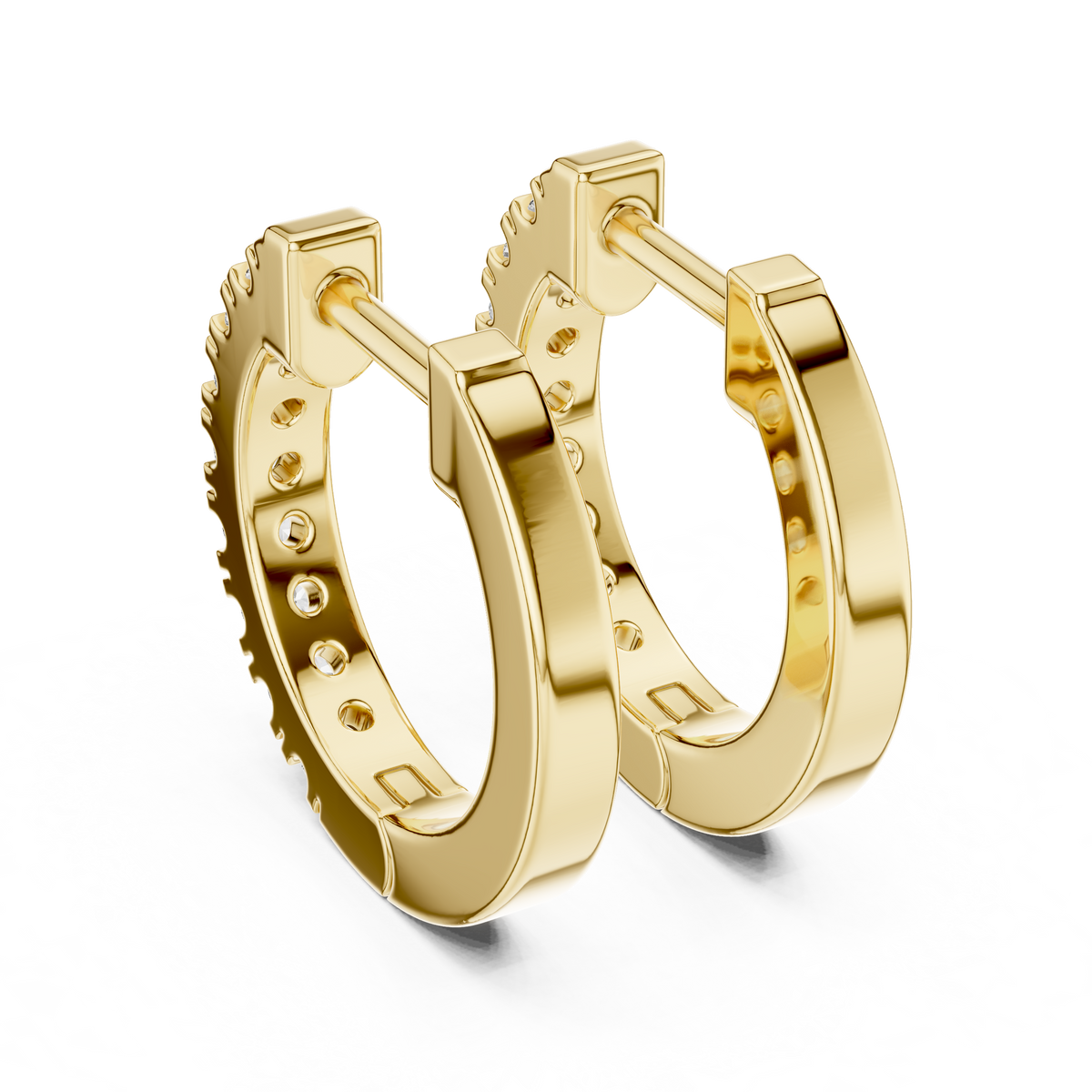channel-set diamond huggie hoop earrings