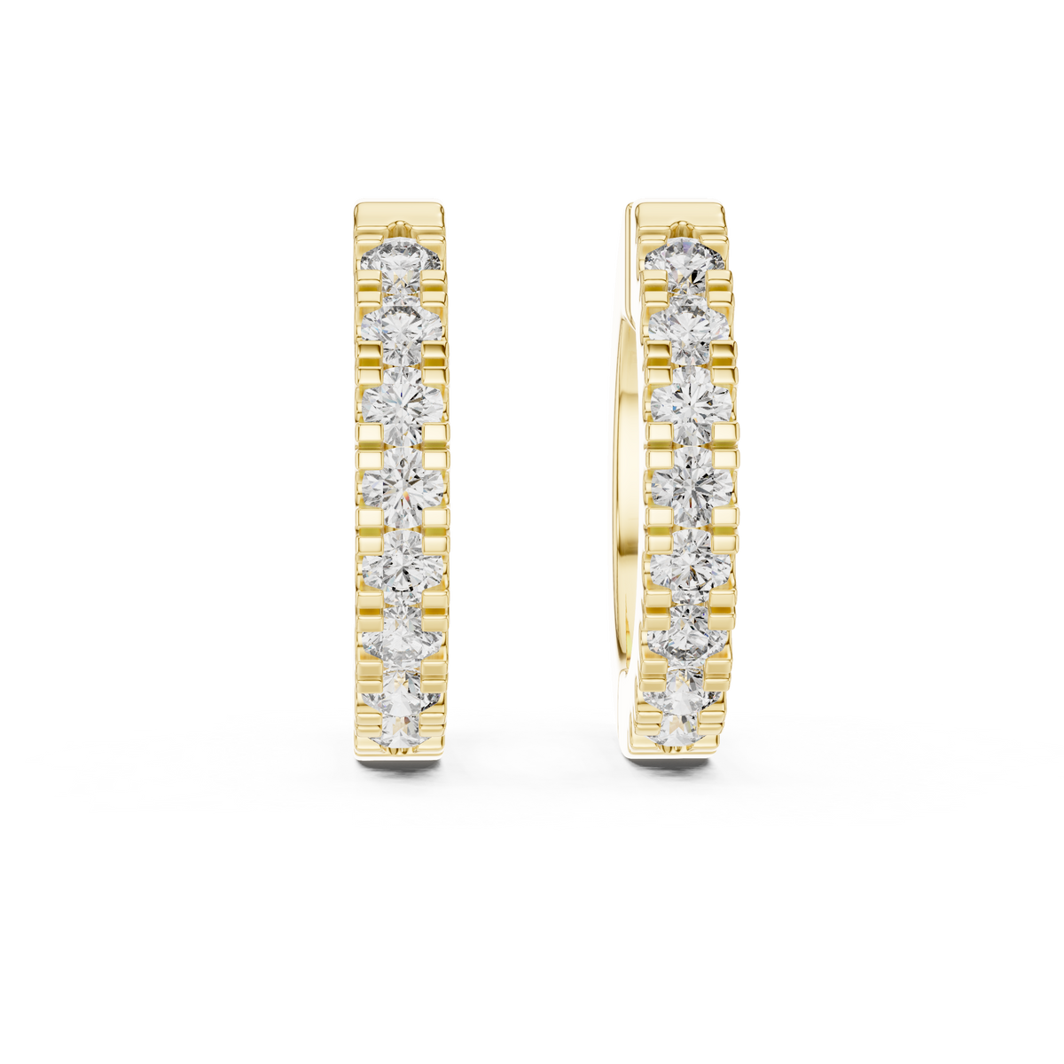 channel-set diamond huggie hoop earrings