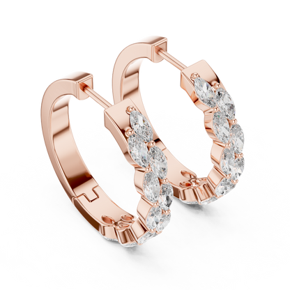 double-row marquise-cut diamond huggie hoop earrings