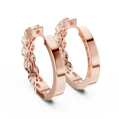 double-row marquise-cut diamond huggie hoop earrings