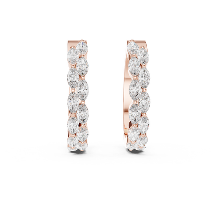 double-row marquise-cut diamond huggie hoop earrings