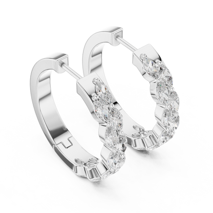 double-row marquise-cut diamond huggie hoop earrings