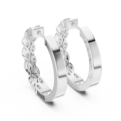 double-row marquise-cut diamond huggie hoop earrings