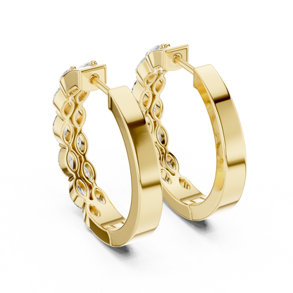 double-row marquise-cut diamond huggie hoop earrings
