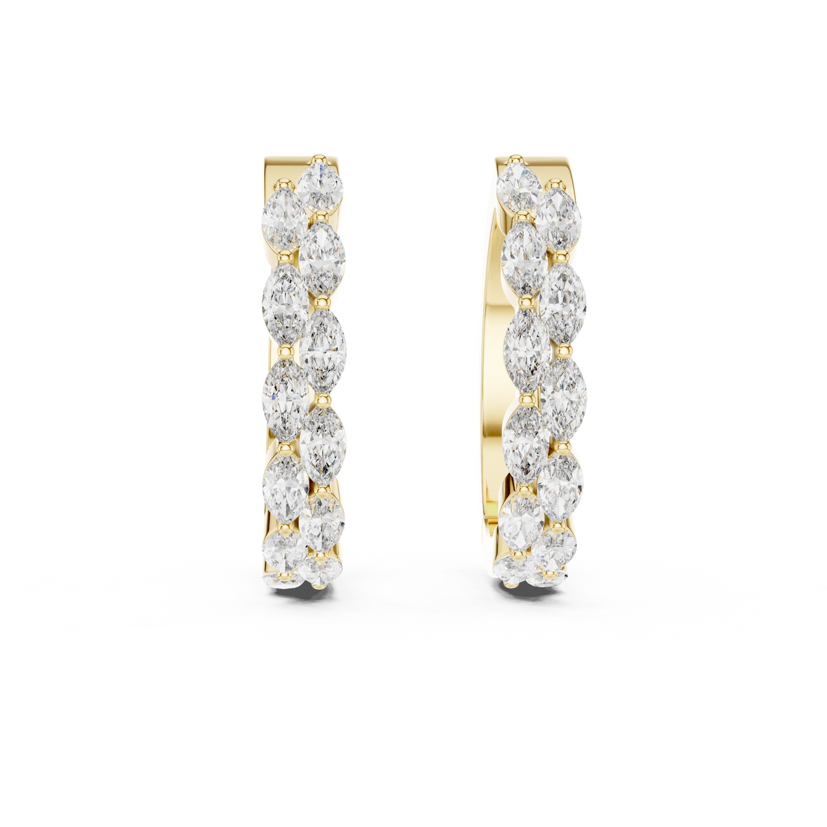 double-row marquise-cut diamond huggie hoop earrings