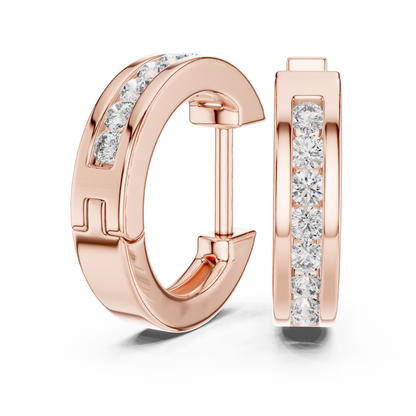 channel-set diamond huggie hoop earrings