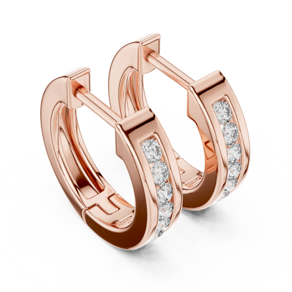 channel-set diamond huggie hoop earrings