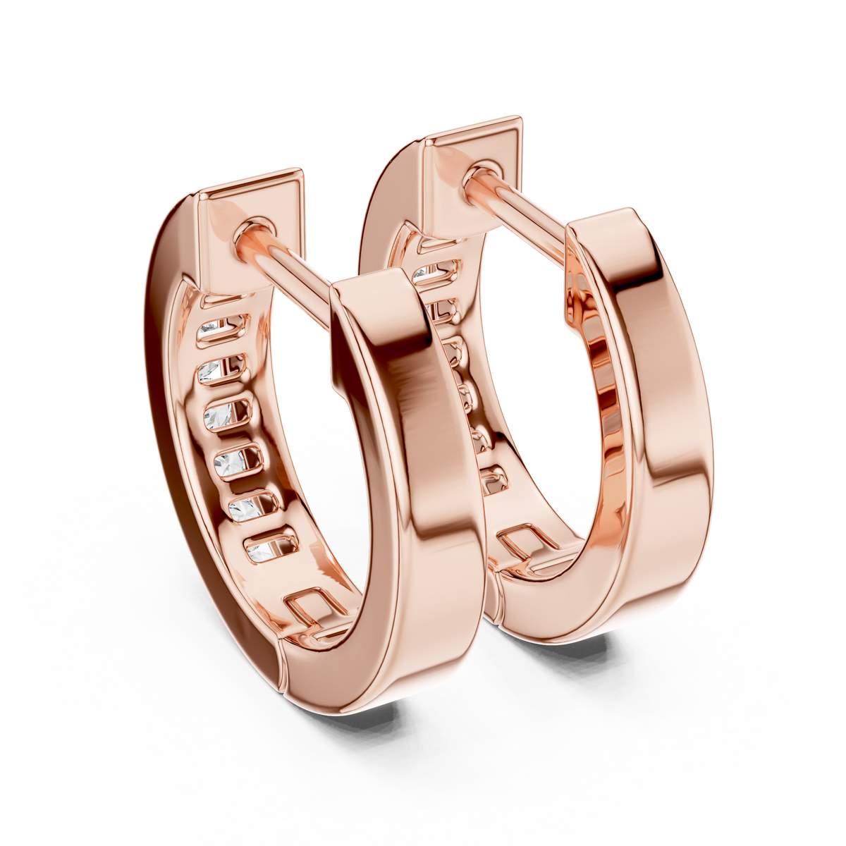 channel-set diamond huggie hoop earrings