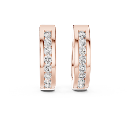 channel-set diamond huggie hoop earrings