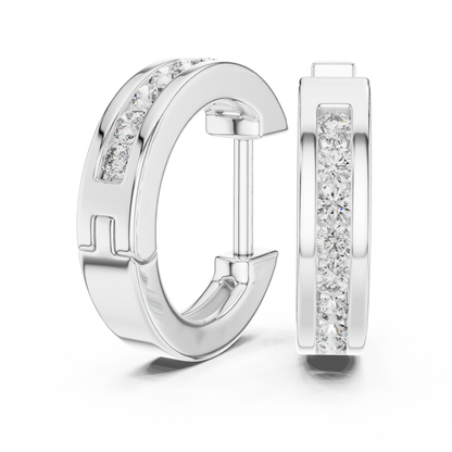 channel-set diamond huggie hoop earrings