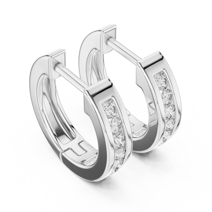 channel-set diamond huggie hoop earrings