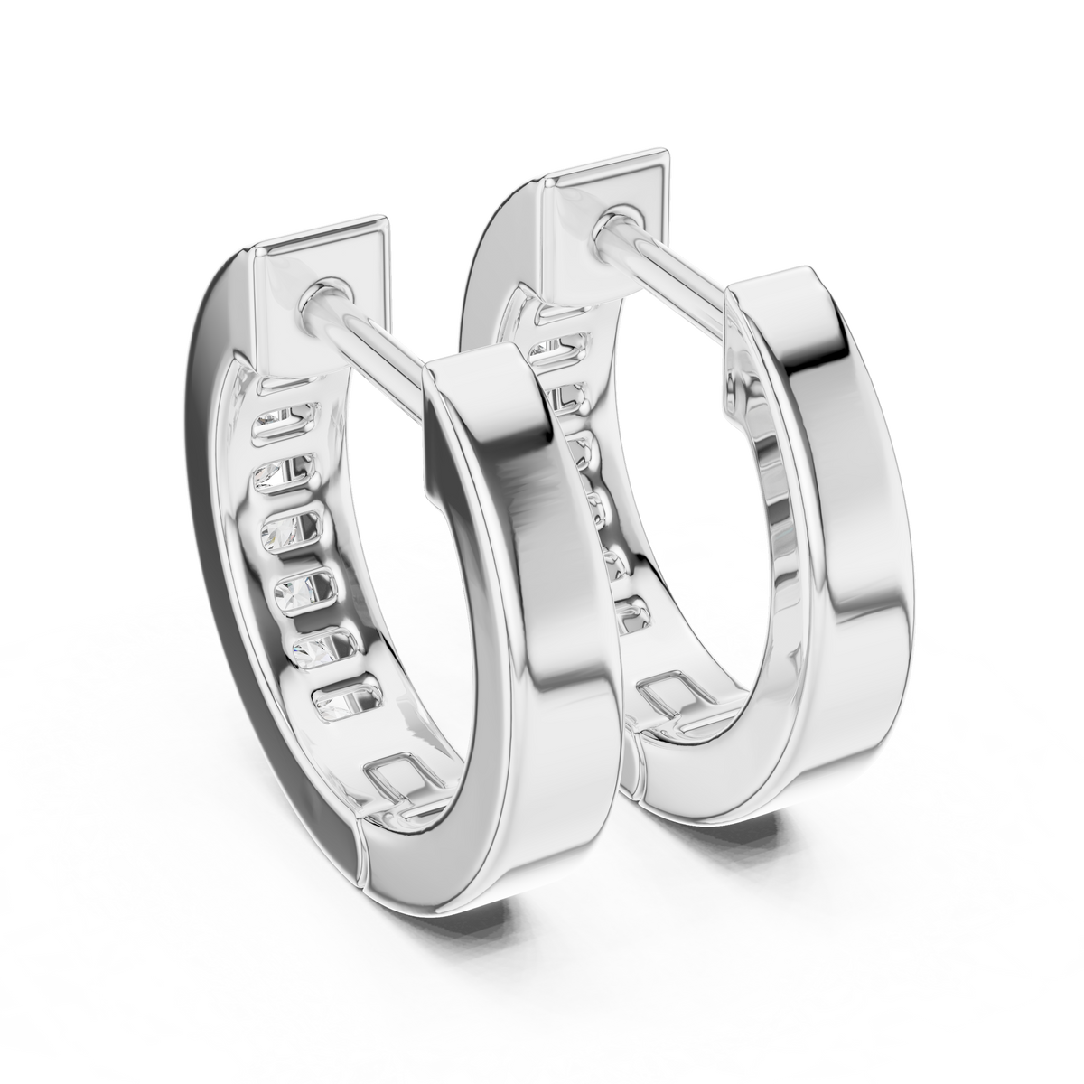 channel-set diamond huggie hoop earrings