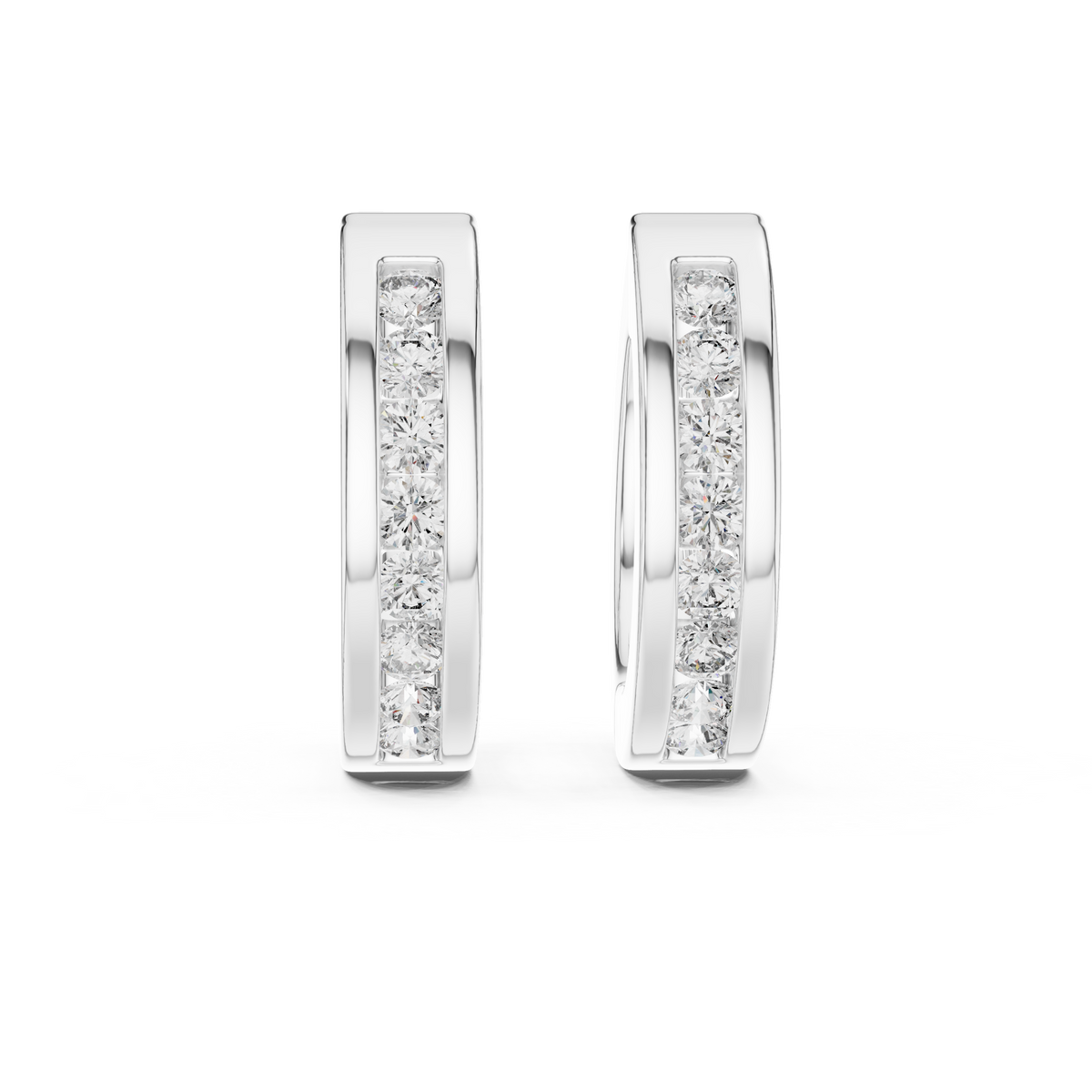 channel-set diamond huggie hoop earrings