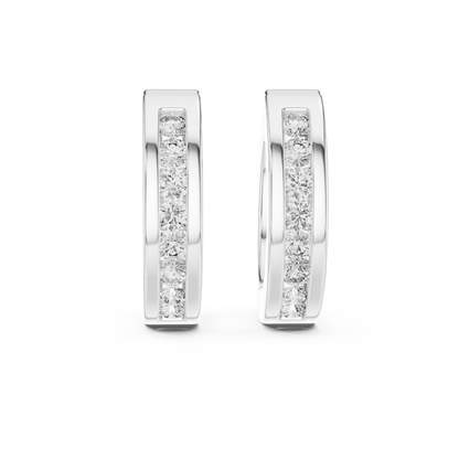 channel-set diamond huggie hoop earrings