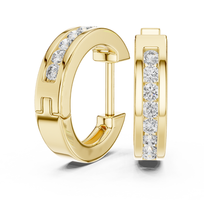 channel-set diamond huggie hoop earrings