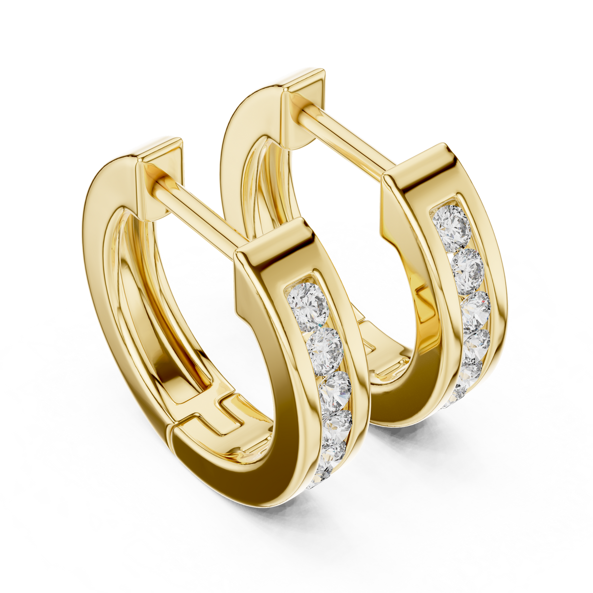 channel-set diamond huggie hoop earrings