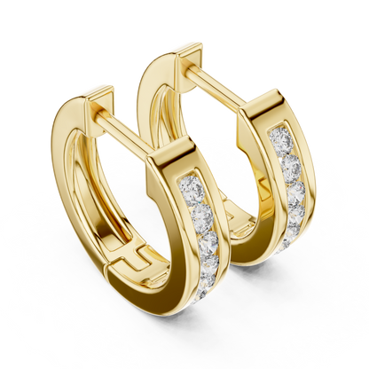 channel-set diamond huggie hoop earrings
