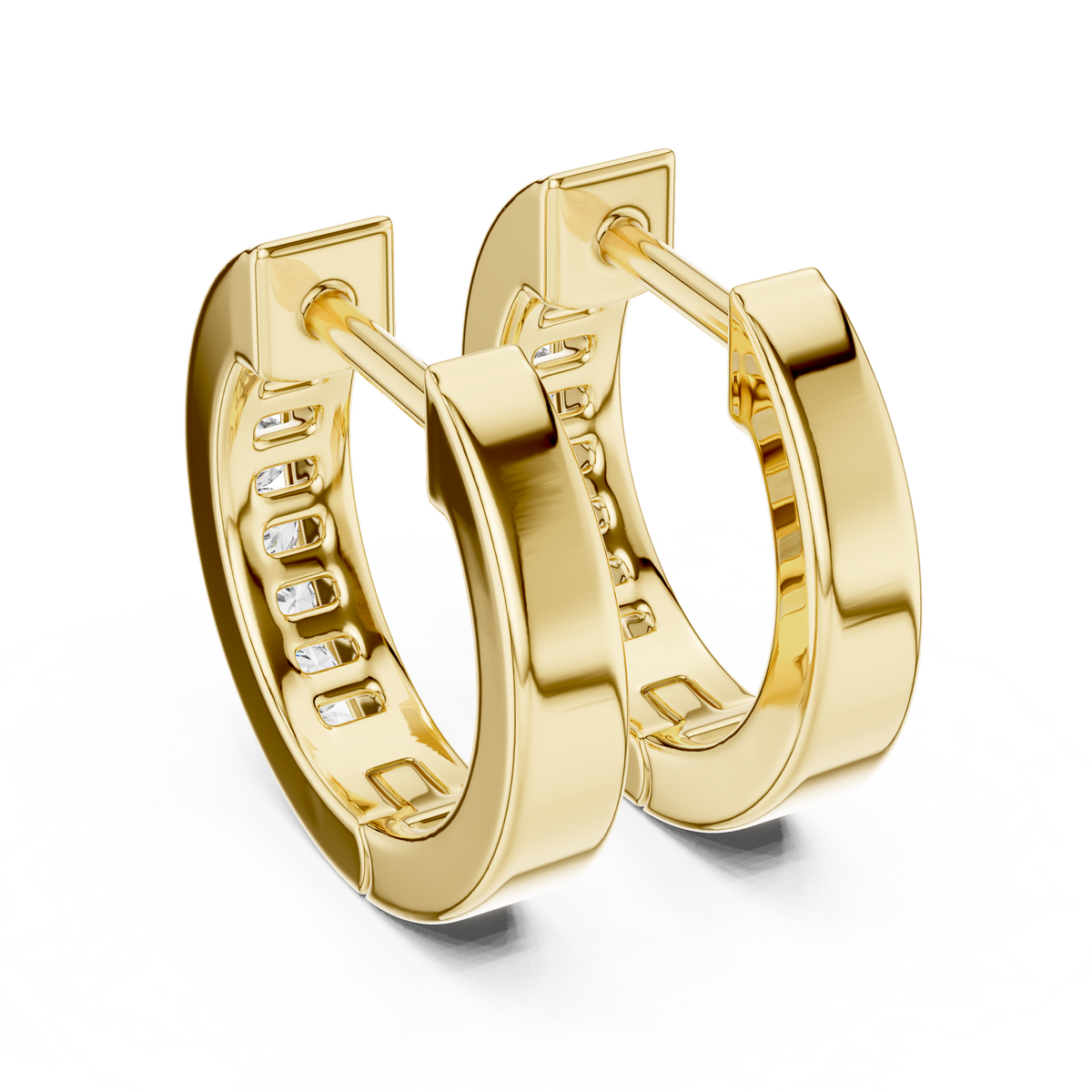 channel-set diamond huggie hoop earrings