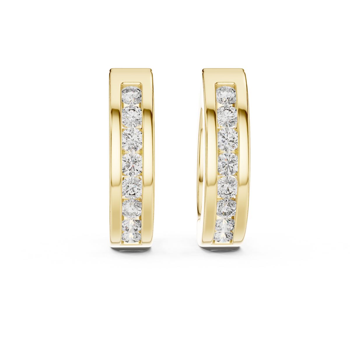 channel-set diamond huggie hoop earrings