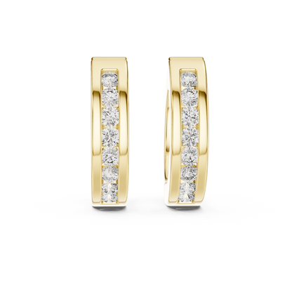 channel-set diamond huggie hoop earrings