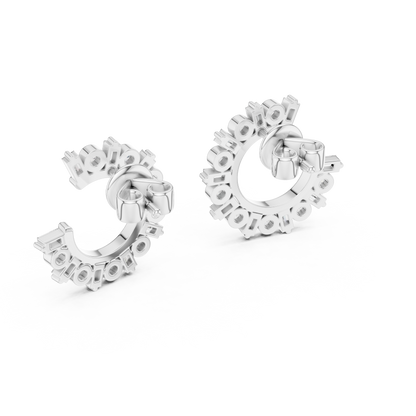 step-cut baguette diamonds and round brilliant-cut diamonds  mosaic crescent hoop earrings