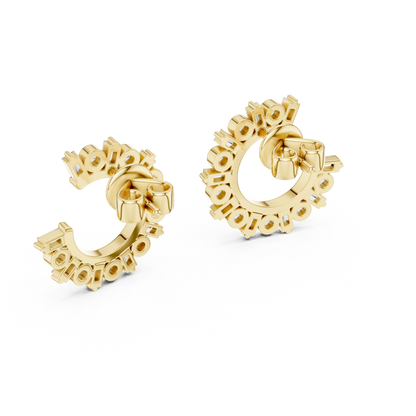 step-cut baguette diamonds and round brilliant-cut diamonds  mosaic crescent hoop earrings